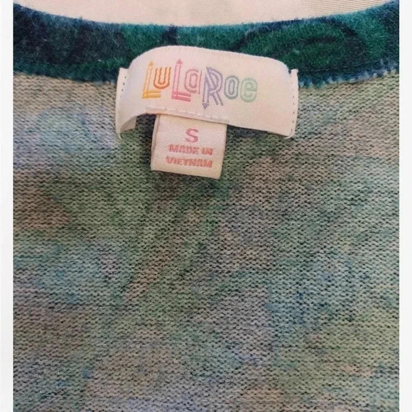 LuLaRoe Open MIDI Cardigan Green Blue Floral  Size Small - Picture 5 of 8